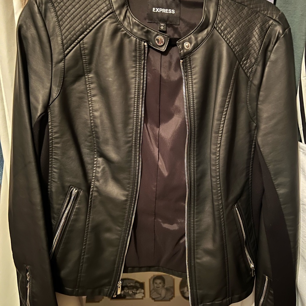 Express Quilted Black Leather Jacket